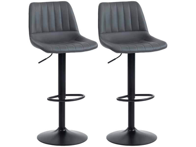  Ensemble de 2 tabourets de bar au design rétro, avec repose-pieds, hauteur réglable, 43 cm x 49,5 cm x 111 cm  - Conforama B