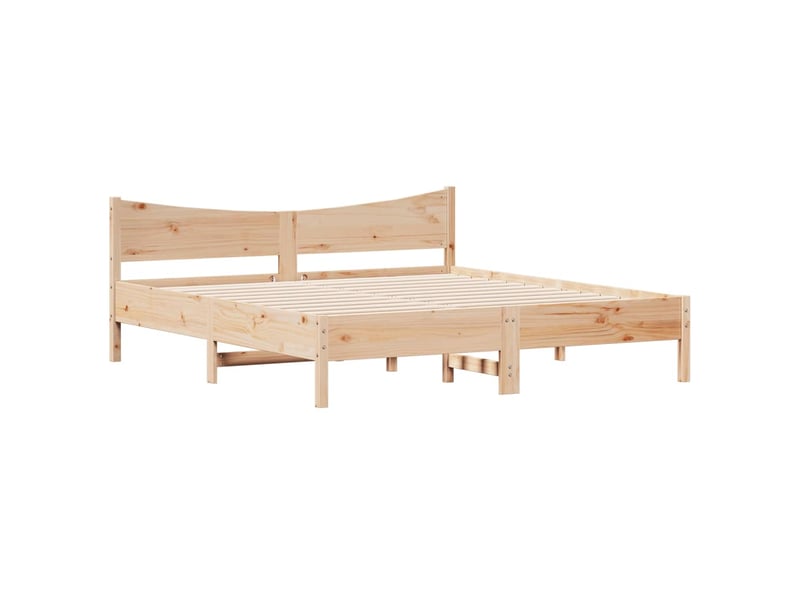  Lit double- lit adulte -  cadre de lit sans matelas 200x200 cm bois massif de pin  - Conforama B