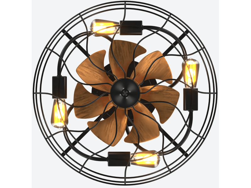 Ventilateur de plafond 20 pouces plat 7 pales 6 vitesses lumière moteur dc télécommande, ppour salon, acier noir abs - Conforama R