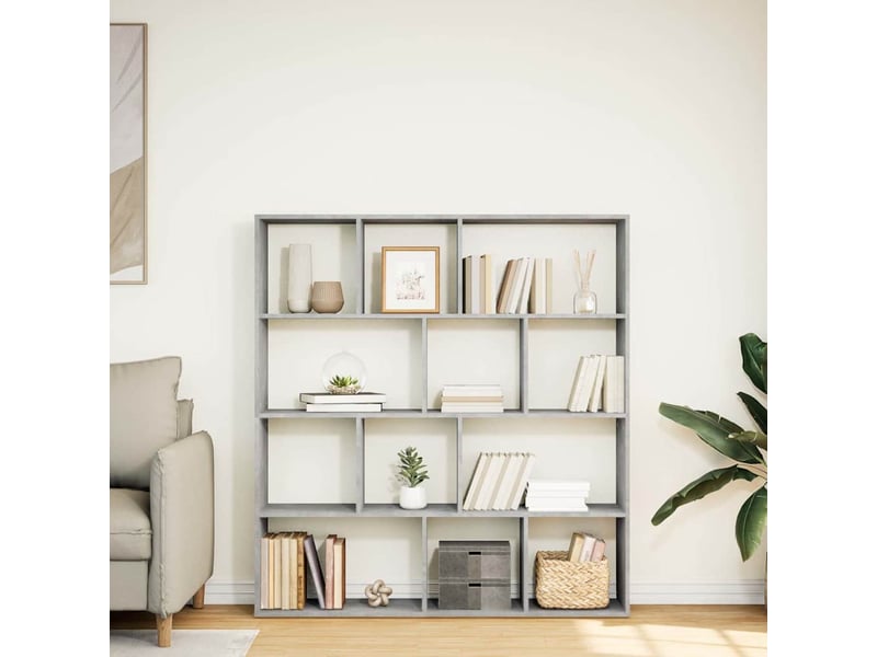  Bibliothèque, meuble de rangement salon gris béton 132x29x141,5 cm bois d'ingénierie  - Conforama C