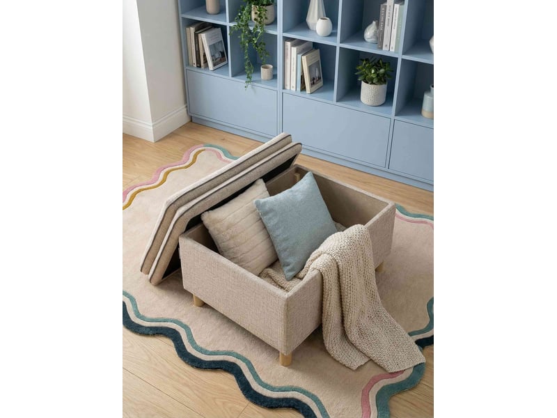  Sam, pouf coffre de rangement, 70x91 cm, beige foncé Sam - Conforama D