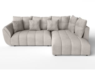 Canapé d'angle réversible convertible <strong>AX LIVING </strong> <strong>Kayseri</strong> 4 places Velours beige avec coffre de rangement