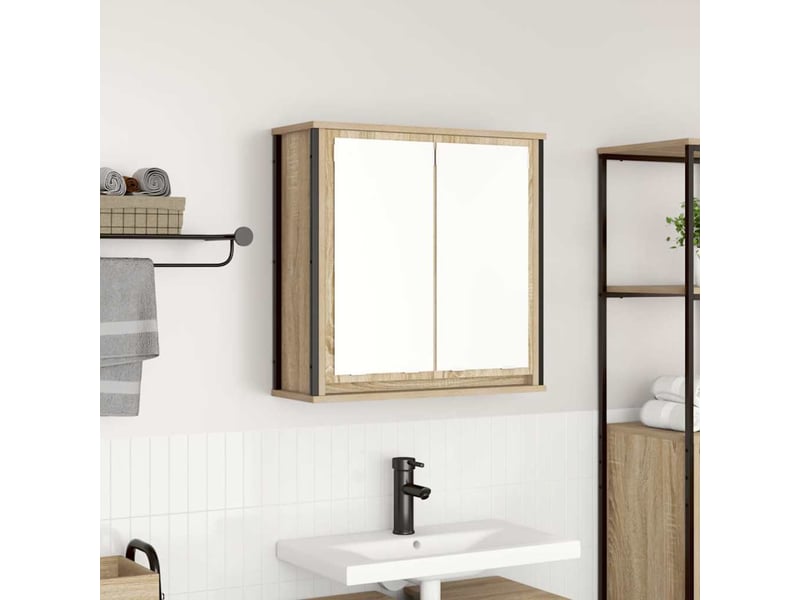  Armoire murale de bain, meuble de rangement miroir chêne sonoma 60x21x60 cm  - Conforama B