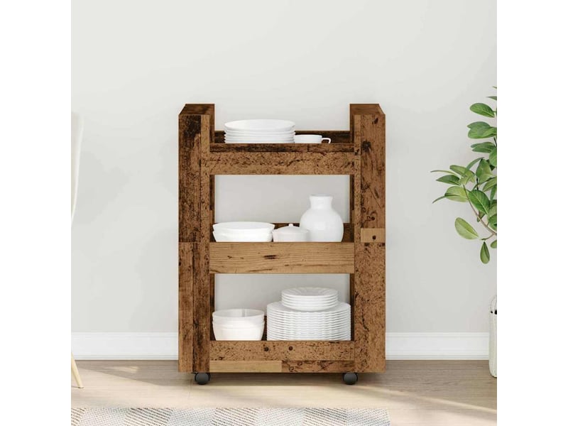  Desserte de cuisine, chariot de rangement bois ancien 60x45x80 cm shl3482  - Conforama D