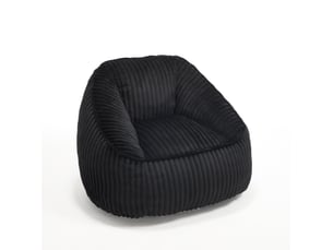 Fauteuil pouf noir en velours côtelé avec rembourrage en mousse à mémoire de forme, 98 x 92 x 73 cm