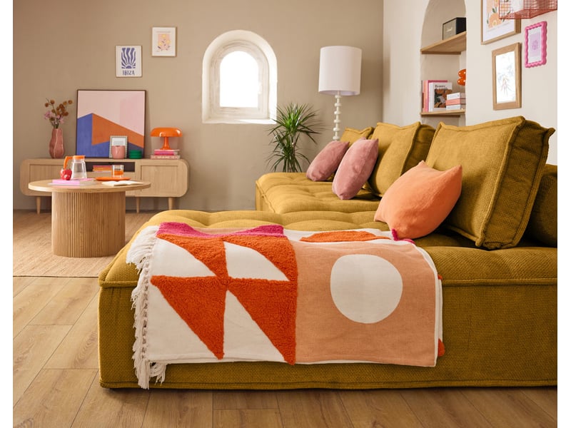 Marisol - module d'assise méridienne - velours texturé - lisa design - jaune MARISOL - Conforama E
