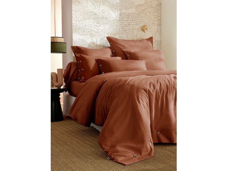  Drap-housse 140 x 190 cm percale de coton 120 fils unie perrine tomette 15197 - Conforama E