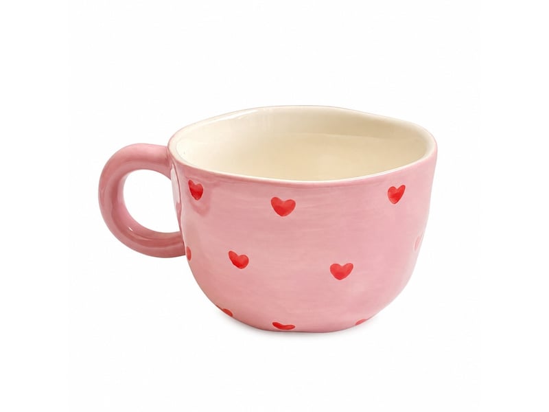  Mug en céramique, motif cœur, rouge, à l’unité  - Conforama A