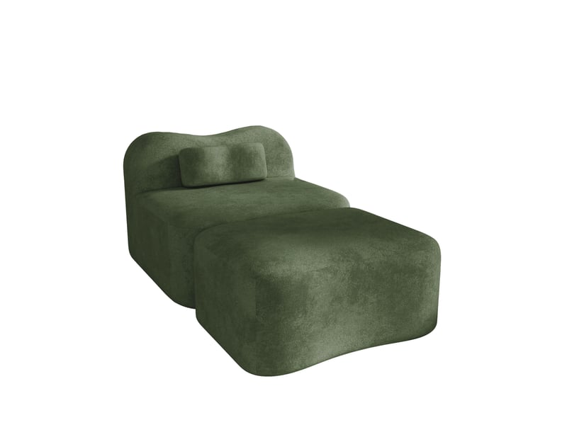  Canapé modulable, canapé 1 place, en tissu, vert, avec pouf, pour salon, chambre, adapté à l'espace de vie, appartement  - Conforama B