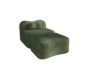 Canapé modulable, canapé 1 place, en tissu, vert, avec pouf, pour salon, chambre, adapté à l'espace de vie, appartement