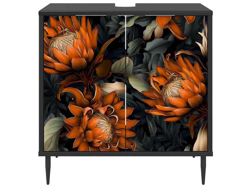  Armoire de salle de bain, meuble de rangement lochem chêne noir 60x40x61 cm  - Conforama E