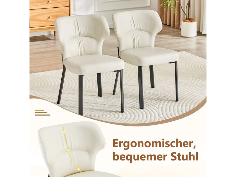  Lot de chaises 2 chaises revêtement en cuir pu siège rembourré cadre métallique finition noire style moderne  - Conforama D