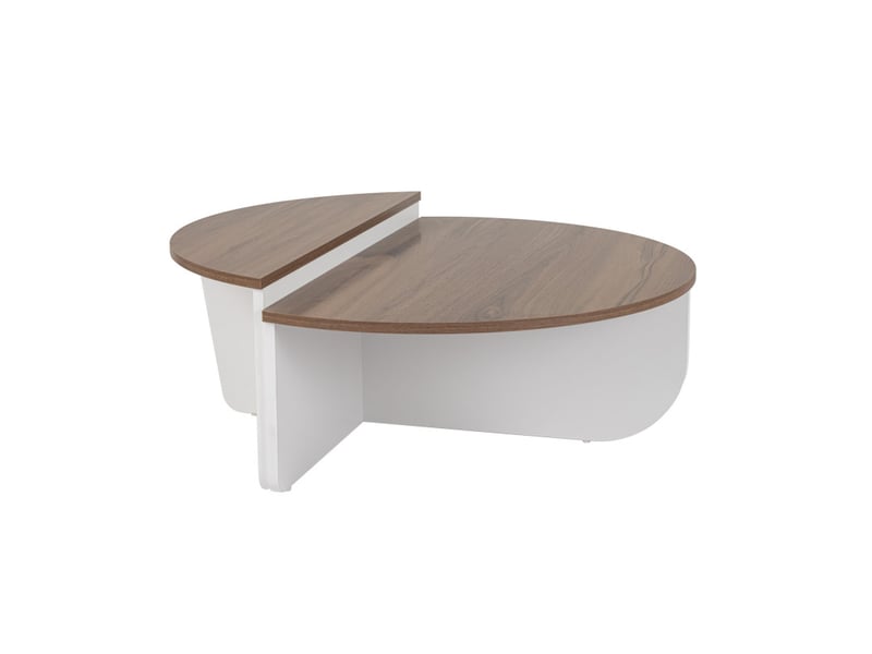  Tables basses gigognes en bois mdf mélaminé noyer et blanc 90 x 60 x 30 cm lot de 2  - Conforama A