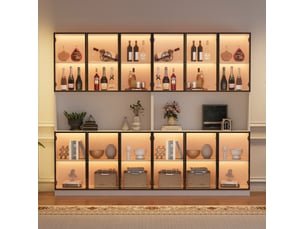 Buffet de cuisine 240x34x200 cm à 12 portes en verre avec led blanc