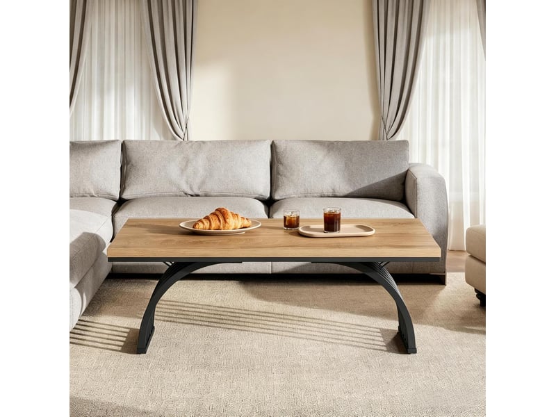 Table basse 120x60x45 cm en métal et bois noir et marron chicfurn - Conforama C