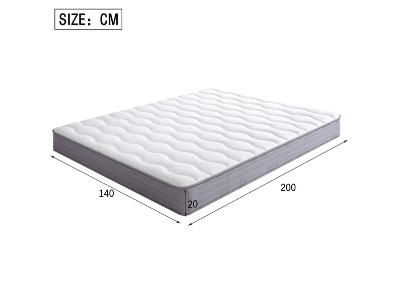  Matelas à ressorts tcqpz 140 x 200 cm épaisseur 20 cm soutien h3 ergonomique blanc roulé  - Conforama C