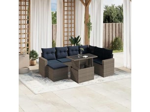 Vidaxl ensemble de canapé de jardin 8 pcs avec coussins gris résine tressée