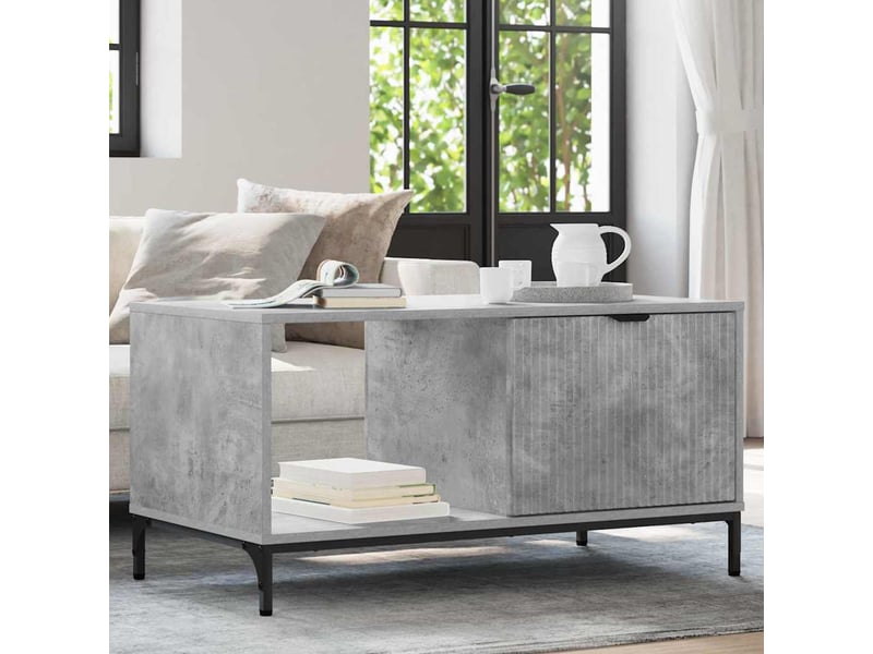  Table basse - table de salon - table à thé gris béton 90 x 49 x 46 cm bois d'ingénierie  - Conforama B