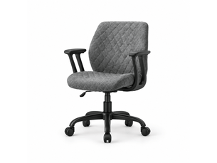 Chaise de bureau ergonomique gris en cuir, soutien lombaire, hauteur réglable, roulettes silencieuses, assise à ressorts