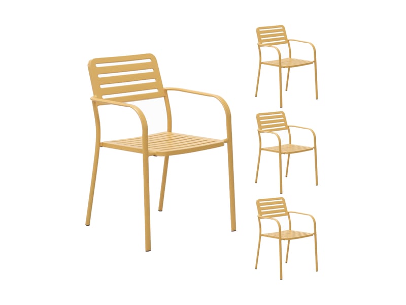  Lot de 4 fauteuils de jardin empilables en métal moutarde - baca  - Conforama A