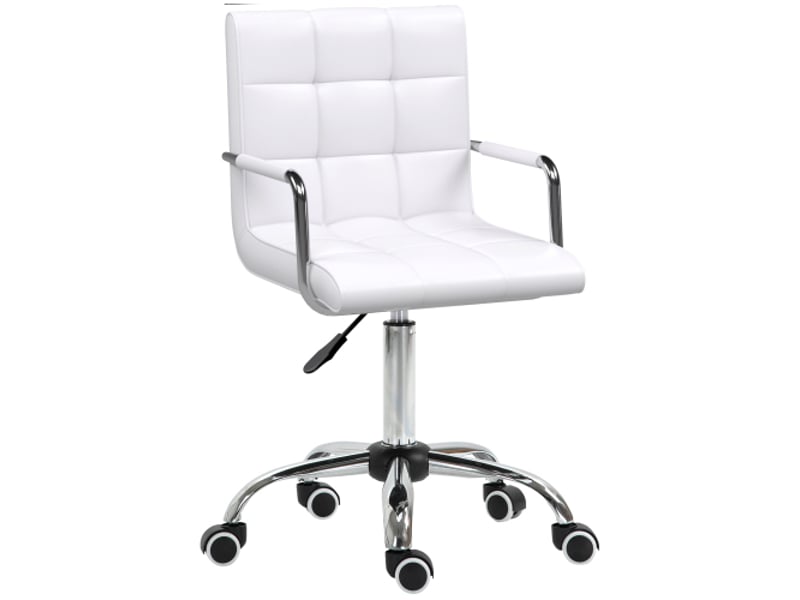  Chaise de bureau ergonomique pivotante en pu blanc, réglable en hauteur 84-99 cm, pour bureau et télétravail  - Conforama A