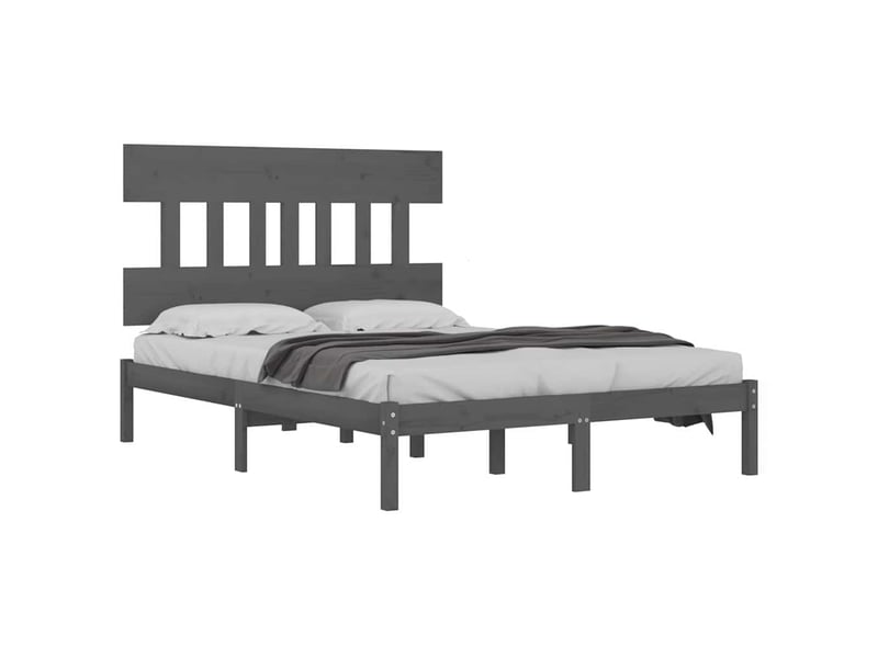  Lit double- lit adulte -  cadre de lit sans matelas gris 200x200 cm bois massif  - Conforama B