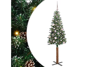 Sapin de noël - arbre de noël mince vert 150 cm pvc et bois de pin massif