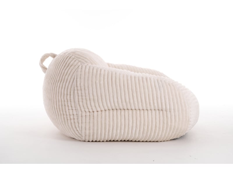 Pouf lounge adulte 110x116x61 cm dossier intégré, assise moelleuse, rembourrage en mousse, revêtement en velours côtelé beige, sans montage - Conforama A
