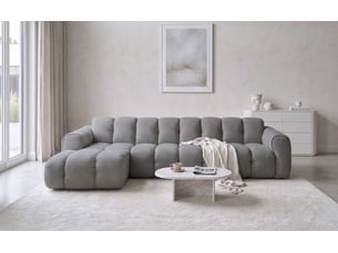 Canapé d'angle gauche fixe MIUFORM Picco 7 places Tissu Gris