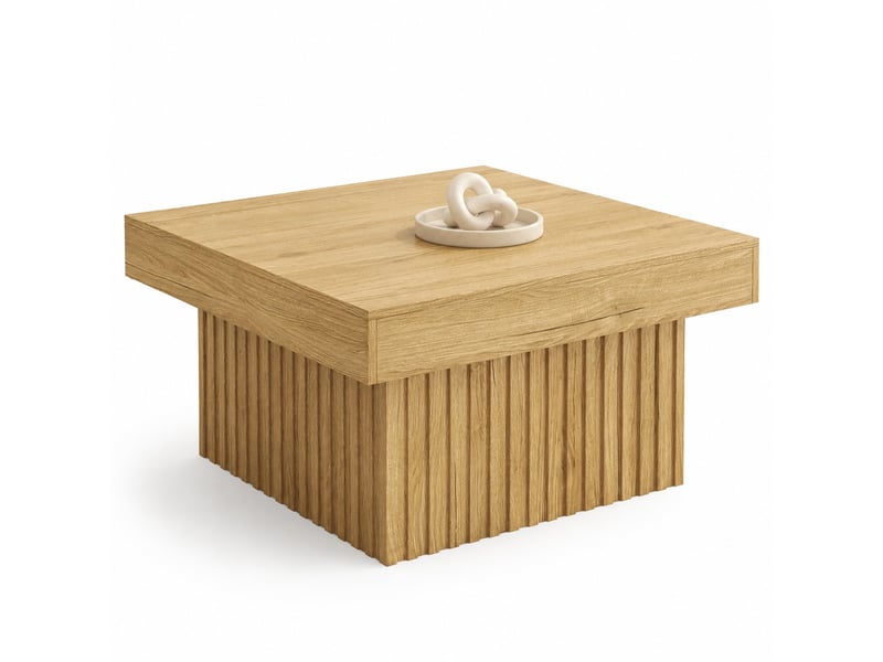  Table basse 79x79x46 cm design minimaliste panneau de particules mdf couleur naturelle  - Conforama A