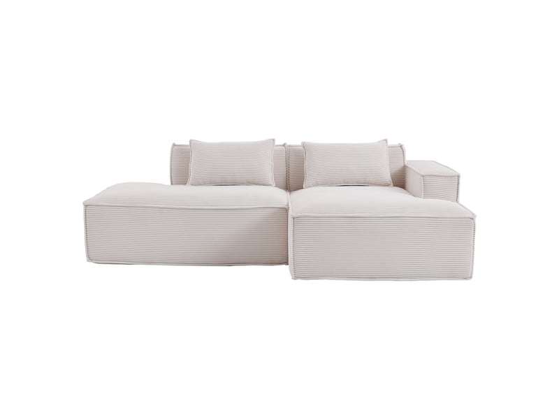 Canapé droit compact avec assise à ressorts ensachés - rembourrage haute densité polyester beige 235 × 129 × 70 cm - Conforama A