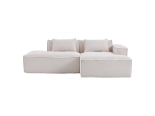 Canapé droit compact avec assise à ressorts ensachés - rembourrage haute densité polyester beige 235 × 129 × 70 cm