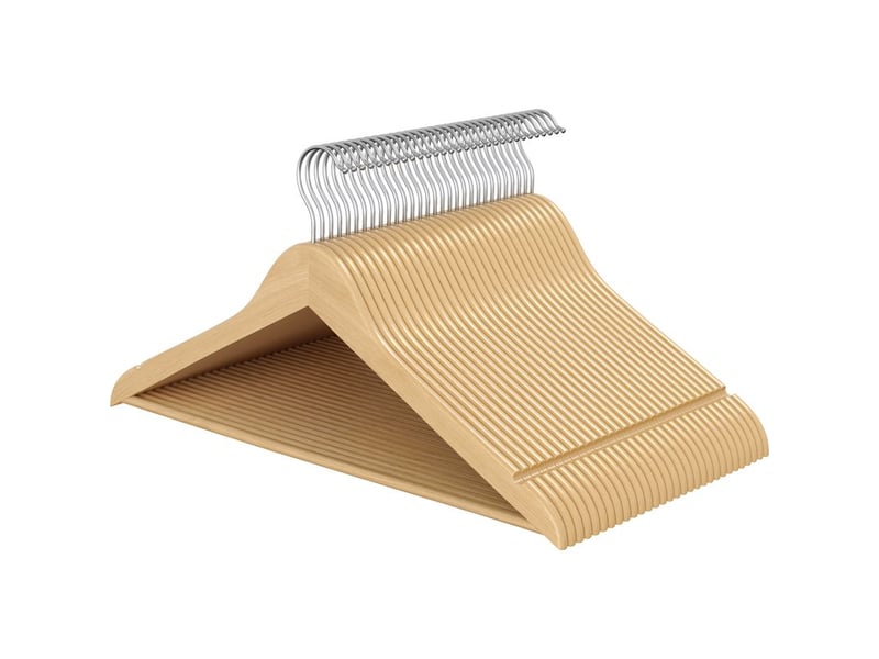  Cintres en bois pour costumes, lot de 50, avec encoches, 43 x 0,8 x 21 cm, naturel  - Conforama A