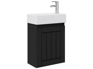 Meuble de rangement salle de bain avec robinet noir 45.5x25.5x84 cm shl9652