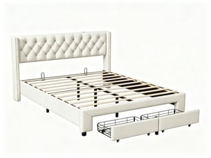 Lit coffre 140x190 cm EZSSW coloris beige