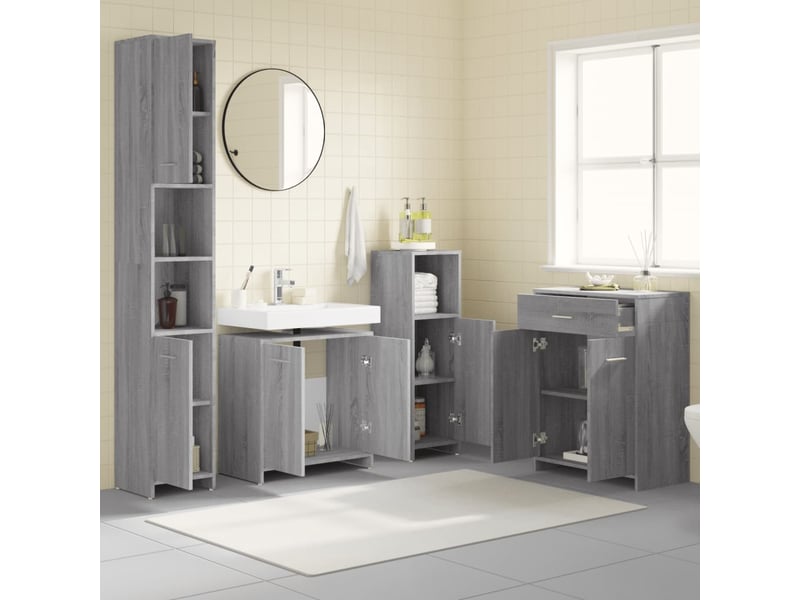 Ensemble de meubles de salle de bain 4 pcs sonoma gris cf63876 - Conforama C