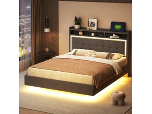 Lit 2 places 140x200 cm MIVRAY    coloris gris