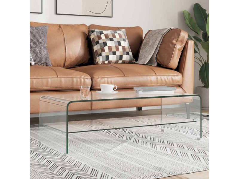  Table basse | table de salon clair 98x45x31 cm verre trempé shl1237  - Conforama B
