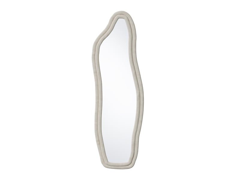 Miroir sur pied, être accroché, cadres velours cristal, l.45 cm x h.140 cmverre trempé haute définition, miroir pleine longueur irrégulier, blanc - Conforama A