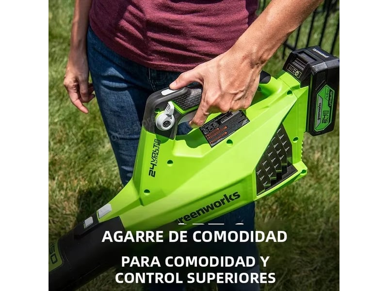  Greenworks – souffleur de feuilles sans fil, moteur sans balais 24v, 110 mph 450 cfm 125 + outils compatibles, souffleur axial avec batterie 4ah  - Conforama E