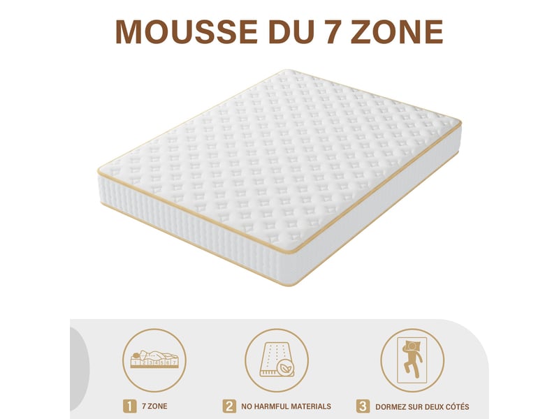  Ensemble matelas en mousse+ lit sommier tapissier déco 140x190cm, epaisseur du matelas 18cm  - Conforama D