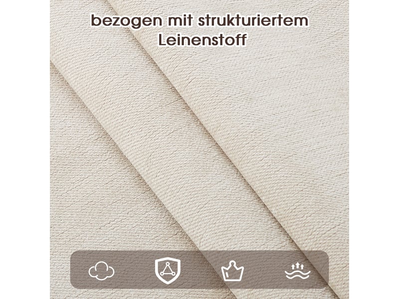  Chaises de salle à manger lot de 4 avec accoudoirs ergonomiques  - piètement métal effet noyer, lin beige  - Conforama E