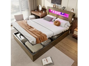 Lit coffre 140x200 cm COVREO coloris marron