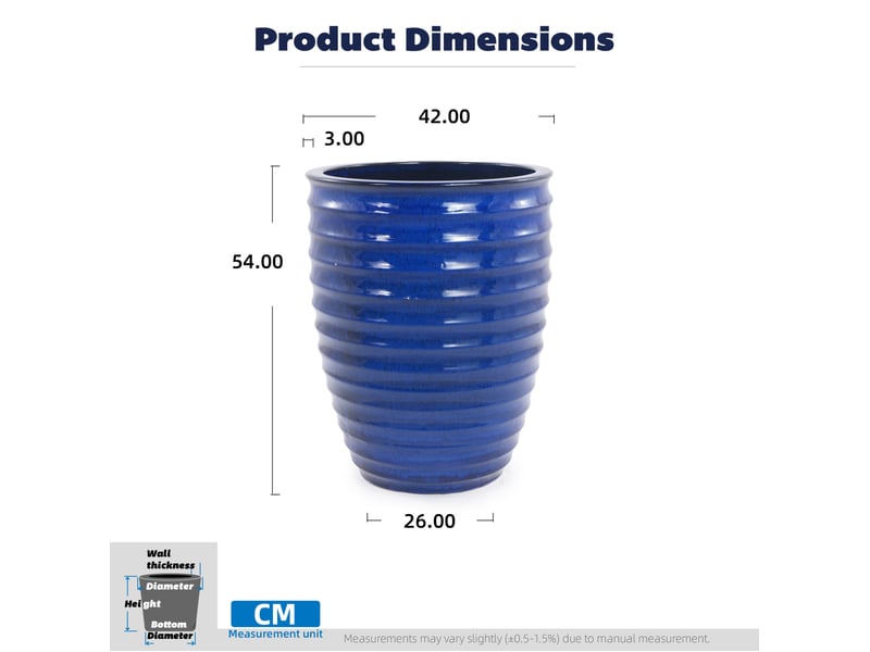  Grand pot de plantes en céramique artisanale (ø 42 cm × 54 cm) bleu roi  - Conforama C