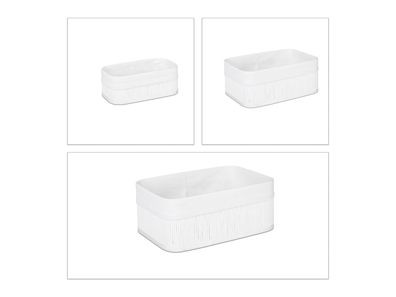 Lot de 3 boîtes de rangement en bambou décoration pratique salle de bain 8 x 21,5 x 12 cm en bambou naturel 13_0005960  - Conforama A