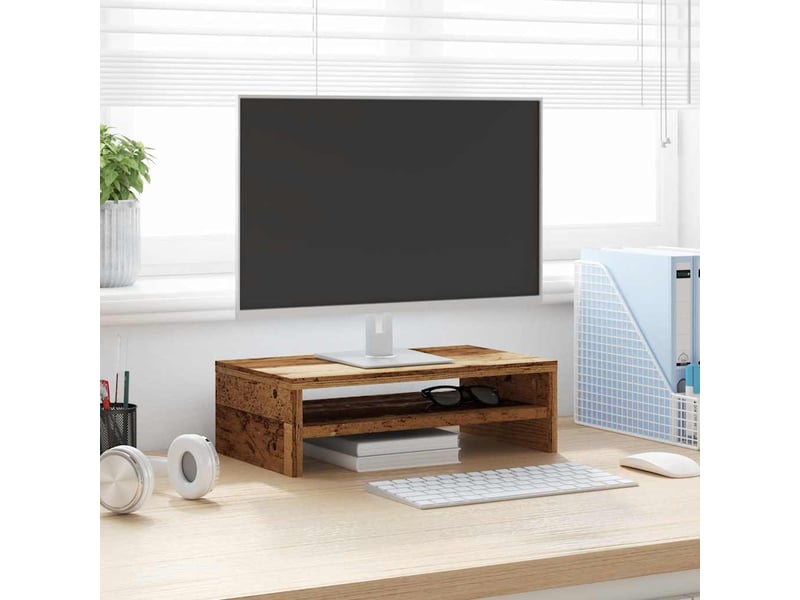  Support de moniteur, écran pc bureau vieux bois 42x24x13cm bois d'ingénierie  - Conforama C