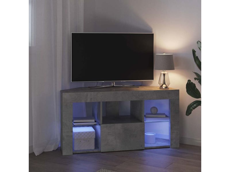  Meuble tv led d'angle 100x40x50 cm gris béton  - Conforama E
