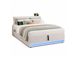 Lit coffre 90x200 cm ULEVR coloris beige