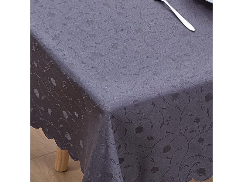 Nappe de table - 130x220 cm - nappe imperméable effet lotus et anti-taches - gris foncé - Conforama C
