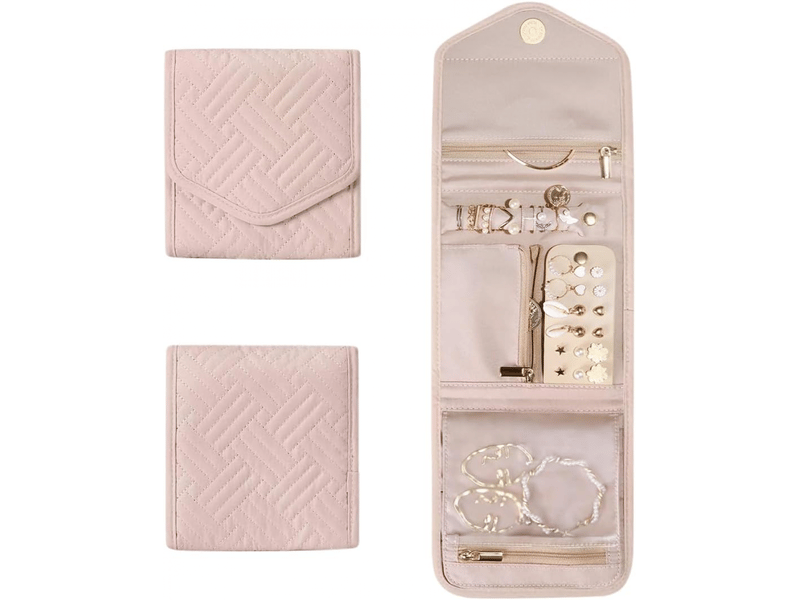 Sac à bijoux en rouleau pochette bijoux voyage en imperméable, rangement pour boucles d'oreilles pratiques, accessoire de voyage - Conforama A